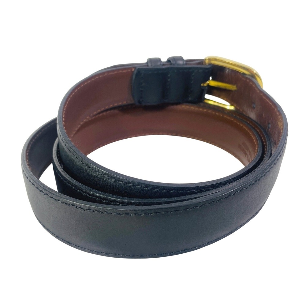 Black Leather Dress Belt Men's Sz 50 Gold Color Buckle Made in USA - Picture 9 of 12